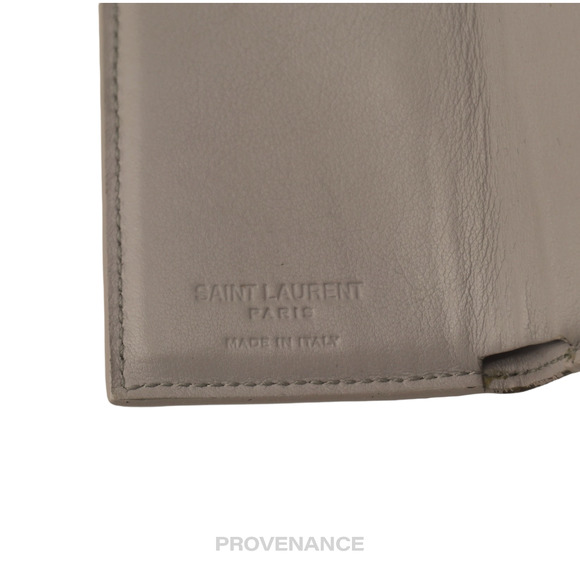 🔴 Saint Laurent Paris SLP Compact Snap Card Wallet - Gray Croc Leather - Picture 7 of 10